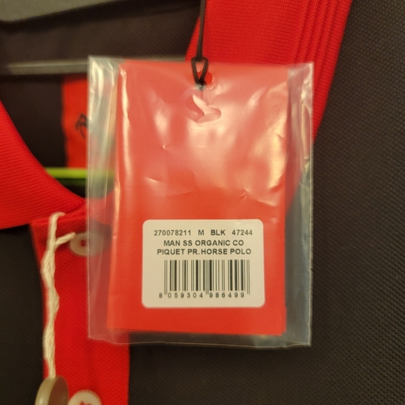 Ferrari Men's Organic Cotton Prancing Horse Polo Black & Red Size Medium NWT - Picture 8 of 17